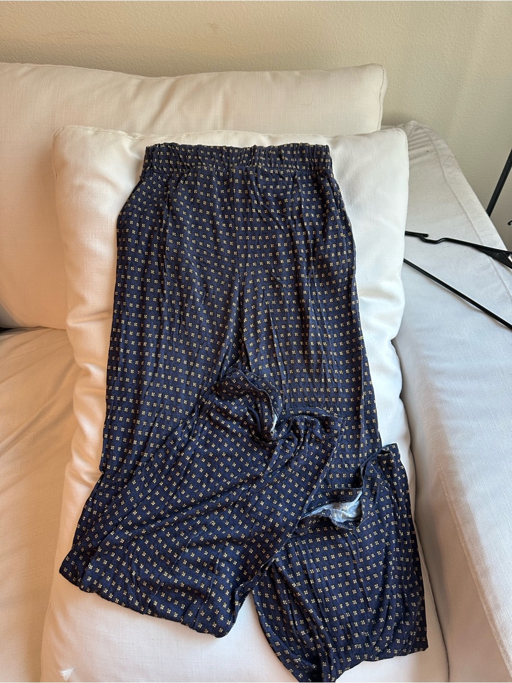 H&M Navy Wide-Leg Pants with Gold Dot Print